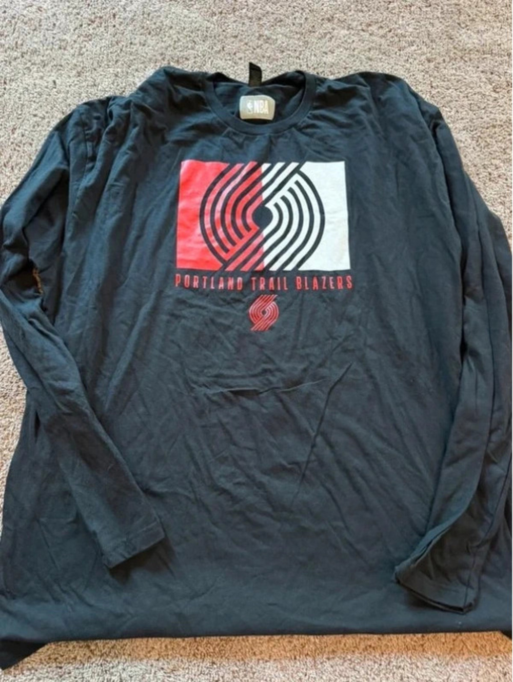 NBA Portland Trail Blazers Black Long Sleeve T-Shirt size 3XL